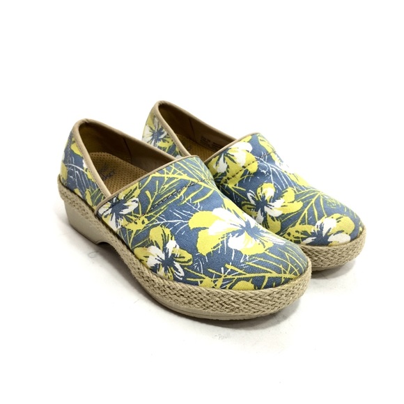 Dansko Blue/Yellow/White Floral Canvas Clogs - Picture 2 of 12